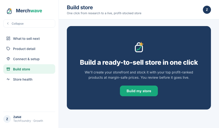 One-click store builder